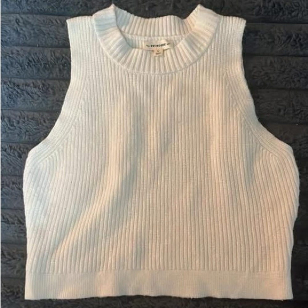 Crescent Ivory Ribbed Tank Top